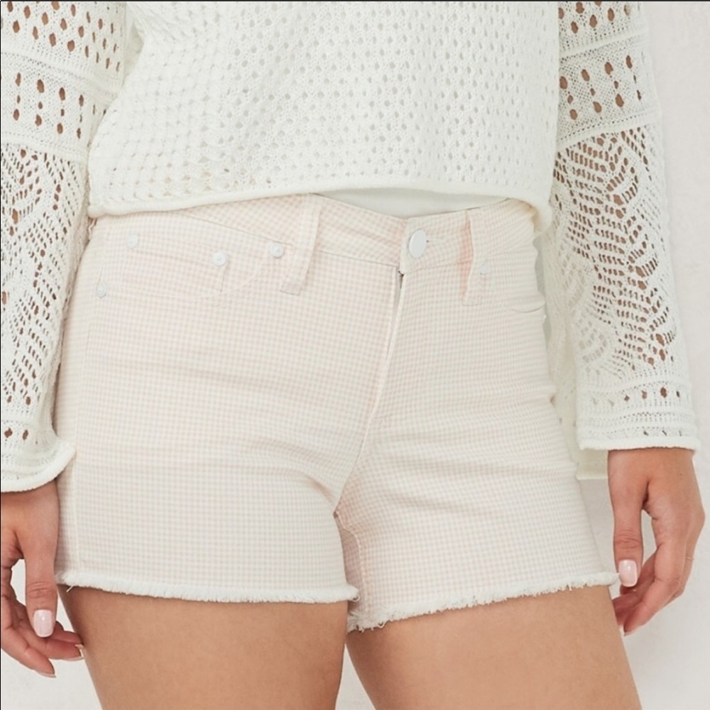 LC Lauren Conrad Light Pink Gingham Denim Shorts